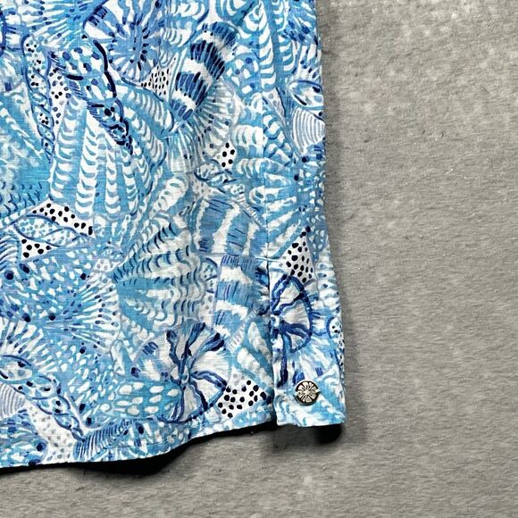 Lilly Pulitzer Pilar Linen Beach Shirt Dress Womens Small Amalfi Blue Seashore - Picture 10 of 15
